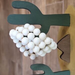 Vintage Triple Strand Flexible White Beaded Bracelet